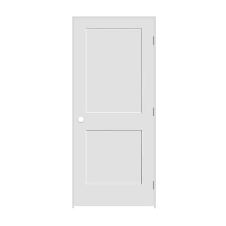 Codel Doors 24" x 84" x 1-3/8" Primed 2-Panel Interior Shaker 6-9/16" LH Prehung Door with Satin Nickel Hinges 2070pri8402LH156916